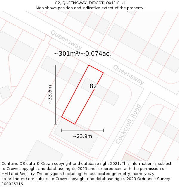 82, QUEENSWAY, DIDCOT, OX11 8LU: Plot and title map