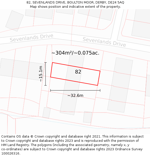 82, SEVENLANDS DRIVE, BOULTON MOOR, DERBY, DE24 5AQ: Plot and title map
