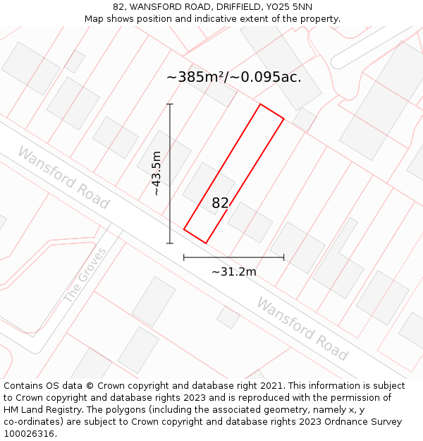 82, WANSFORD ROAD, DRIFFIELD, YO25 5NN: Plot and title map
