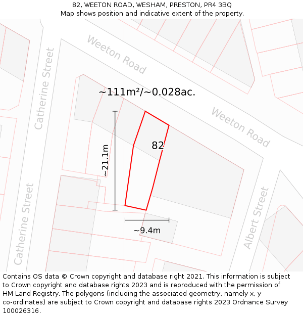 82, WEETON ROAD, WESHAM, PRESTON, PR4 3BQ: Plot and title map