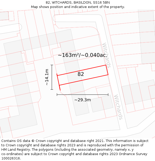 82, WITCHARDS, BASILDON, SS16 5BN: Plot and title map