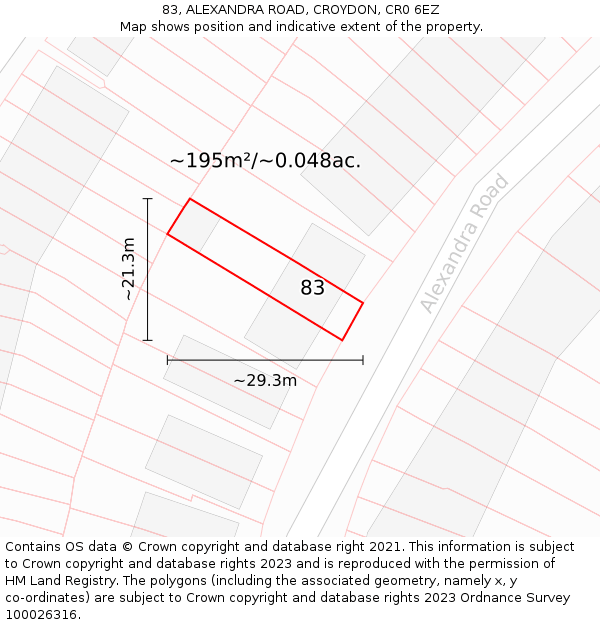 83, ALEXANDRA ROAD, CROYDON, CR0 6EZ: Plot and title map