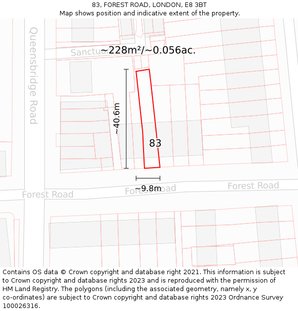 83, FOREST ROAD, LONDON, E8 3BT: Plot and title map