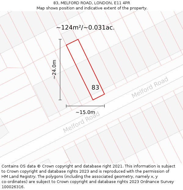 83, MELFORD ROAD, LONDON, E11 4PR: Plot and title map