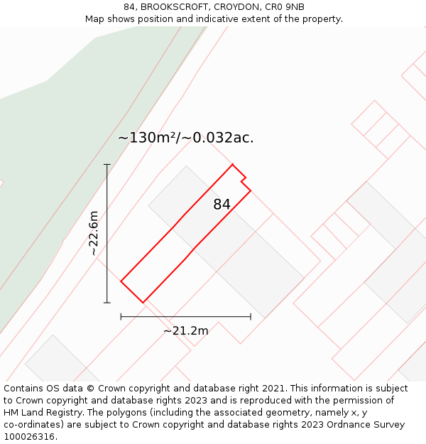 84, BROOKSCROFT, CROYDON, CR0 9NB: Plot and title map