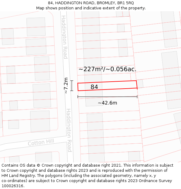 84, HADDINGTON ROAD, BROMLEY, BR1 5RQ: Plot and title map