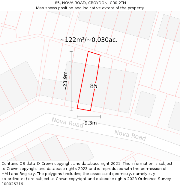 85, NOVA ROAD, CROYDON, CR0 2TN: Plot and title map