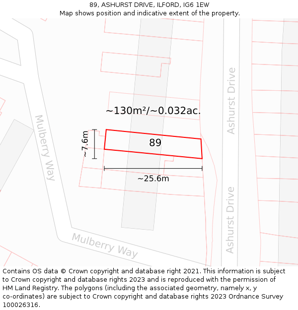 89, ASHURST DRIVE, ILFORD, IG6 1EW: Plot and title map