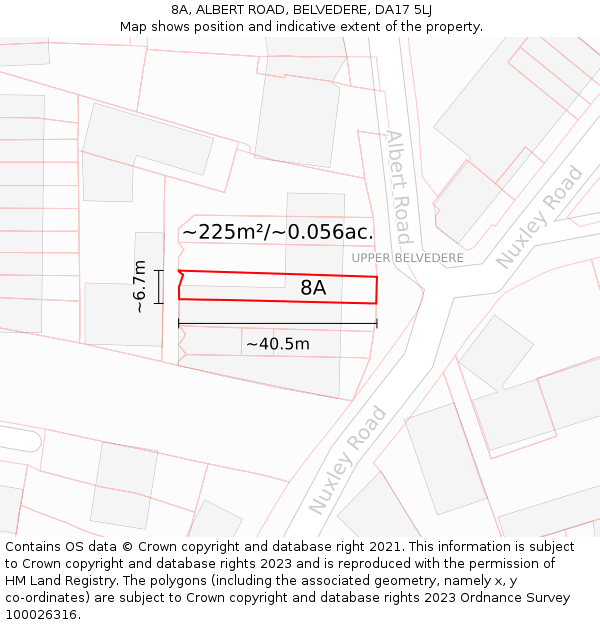 8A, ALBERT ROAD, BELVEDERE, DA17 5LJ: Plot and title map