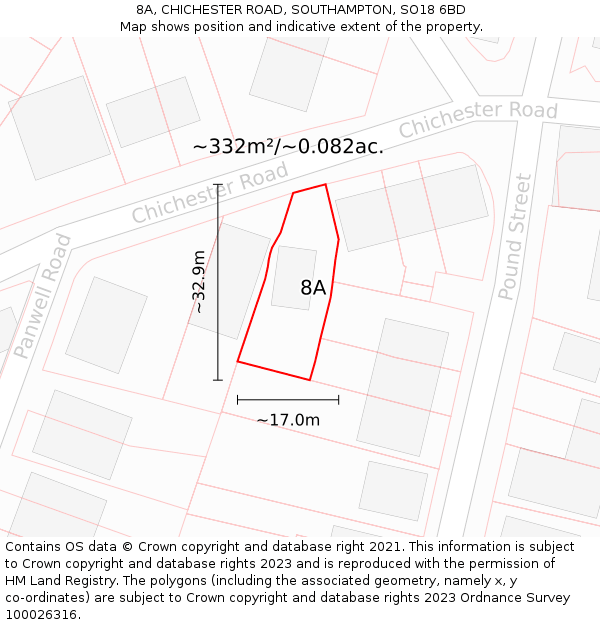 8A, CHICHESTER ROAD, SOUTHAMPTON, SO18 6BD: Plot and title map