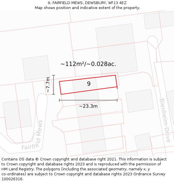 9, FAIRFIELD MEWS, DEWSBURY, WF13 4EZ: Plot and title map