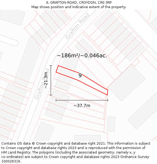 9, GRAFTON ROAD, CROYDON, CR0 3RP: Plot and title map