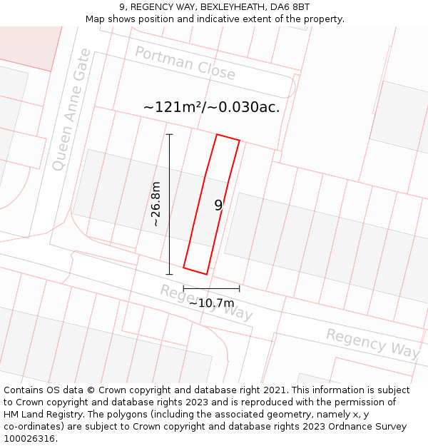 9, REGENCY WAY, BEXLEYHEATH, DA6 8BT: Plot and title map