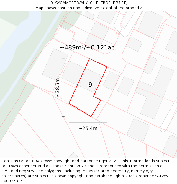 9, SYCAMORE WALK, CLITHEROE, BB7 1FJ: Plot and title map