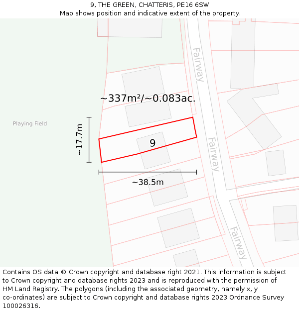 9, THE GREEN, CHATTERIS, PE16 6SW: Plot and title map