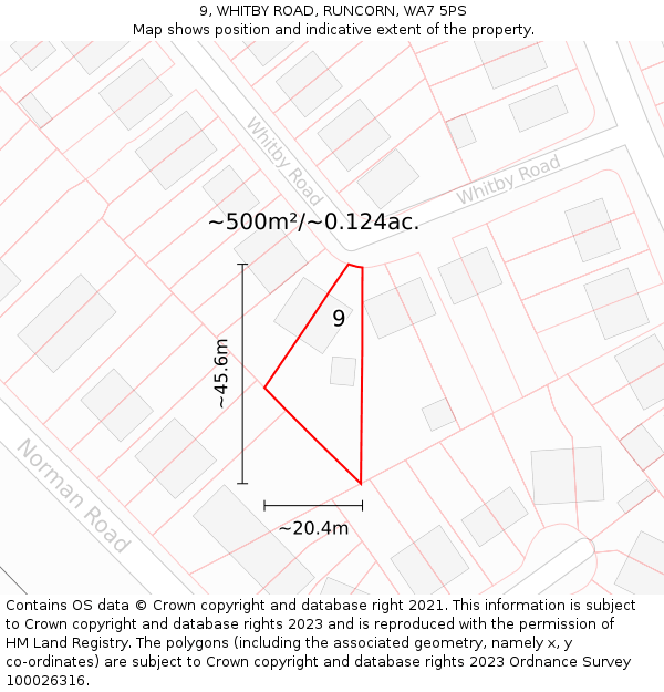 9, WHITBY ROAD, RUNCORN, WA7 5PS: Plot and title map