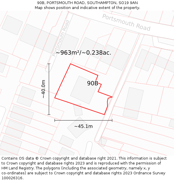 90B, PORTSMOUTH ROAD, SOUTHAMPTON, SO19 9AN: Plot and title map