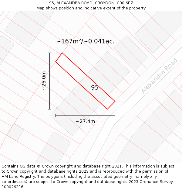 95, ALEXANDRA ROAD, CROYDON, CR0 6EZ: Plot and title map