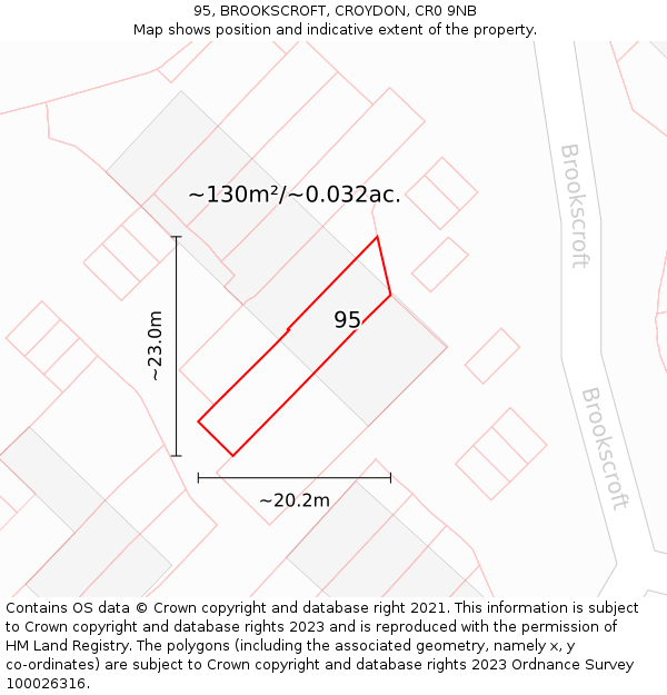 95, BROOKSCROFT, CROYDON, CR0 9NB: Plot and title map