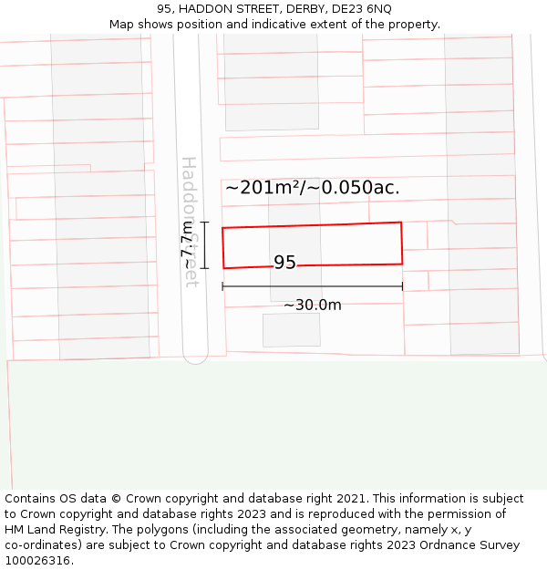 95, HADDON STREET, DERBY, DE23 6NQ: Plot and title map