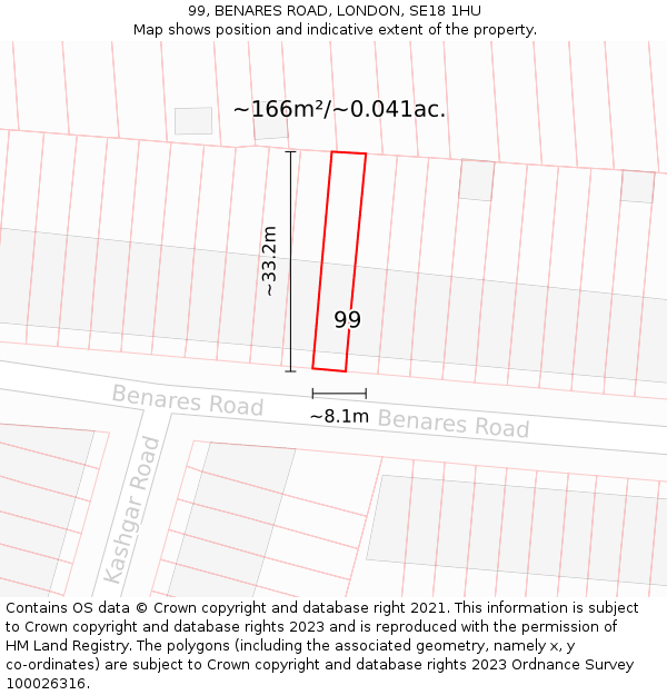 99, BENARES ROAD, LONDON, SE18 1HU: Plot and title map
