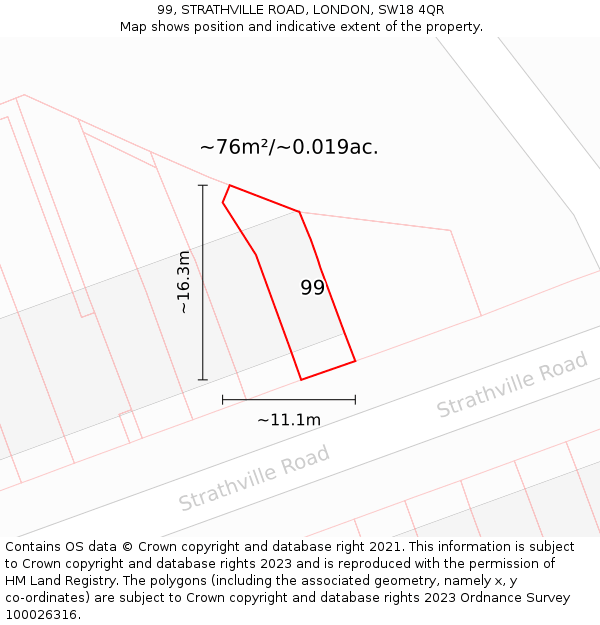 99, STRATHVILLE ROAD, LONDON, SW18 4QR: Plot and title map