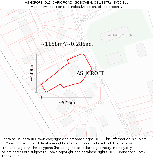 ASHCROFT, OLD CHIRK ROAD, GOBOWEN, OSWESTRY, SY11 3LL: Plot and title map