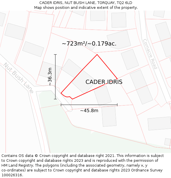 CADER IDRIS, NUT BUSH LANE, TORQUAY, TQ2 6LD: Plot and title map