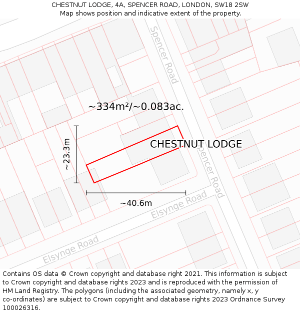 CHESTNUT LODGE, 4A, SPENCER ROAD, LONDON, SW18 2SW: Plot and title map