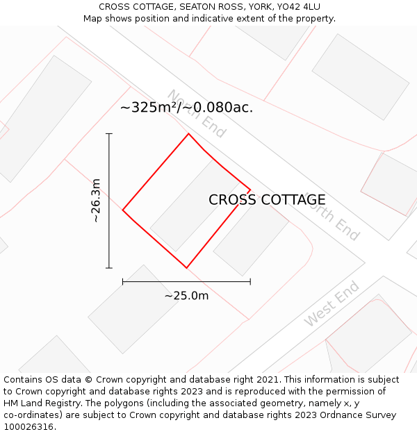 CROSS COTTAGE, SEATON ROSS, YORK, YO42 4LU: Plot and title map
