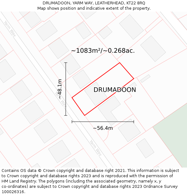 DRUMADOON, YARM WAY, LEATHERHEAD, KT22 8RQ: Plot and title map