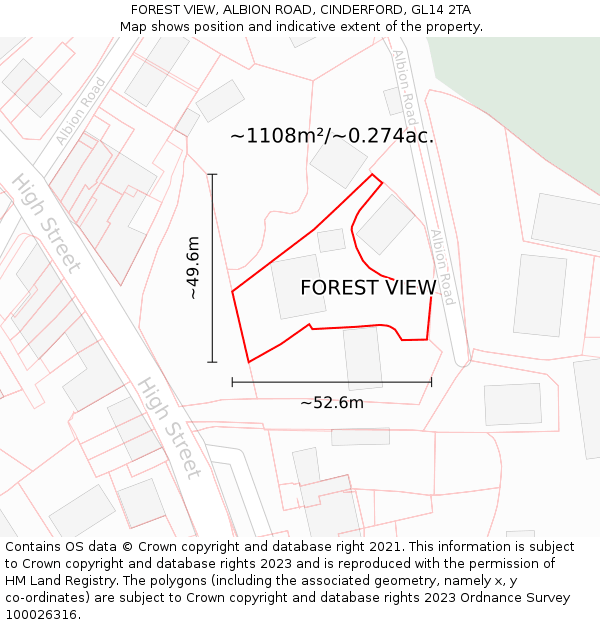 FOREST VIEW, ALBION ROAD, CINDERFORD, GL14 2TA: Plot and title map