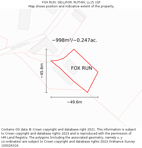 FOX RUN, GELLIFOR, RUTHIN, LL15 1SF: Plot and title map