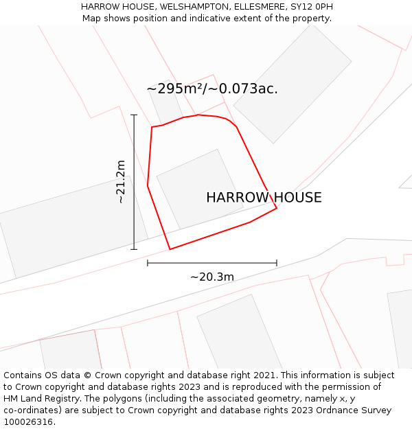 HARROW HOUSE, WELSHAMPTON, ELLESMERE, SY12 0PH: Plot and title map