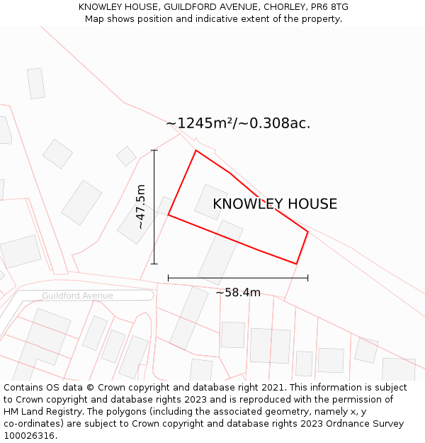 KNOWLEY HOUSE, GUILDFORD AVENUE, CHORLEY, PR6 8TG: Plot and title map