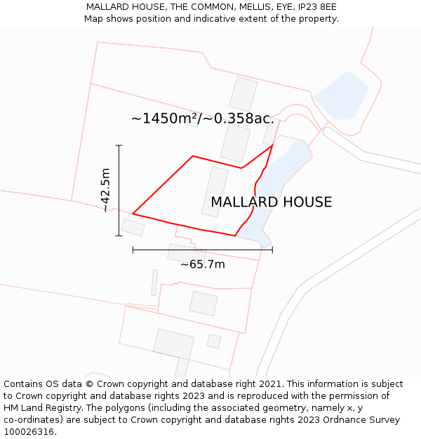 MALLARD HOUSE, THE COMMON, MELLIS, EYE, IP23 8EE: Plot and title map
