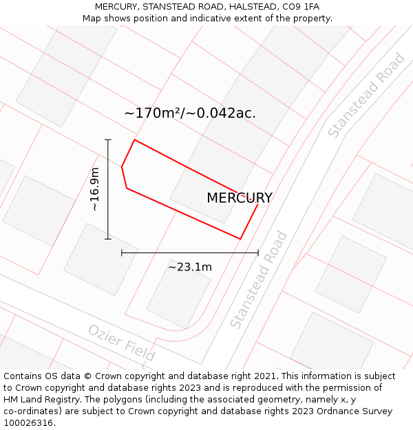 MERCURY, STANSTEAD ROAD, HALSTEAD, CO9 1FA: Plot and title map