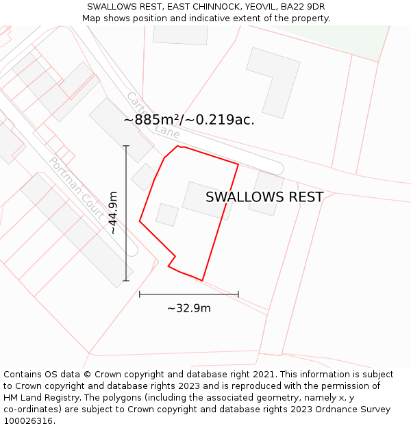 SWALLOWS REST, EAST CHINNOCK, YEOVIL, BA22 9DR: Plot and title map