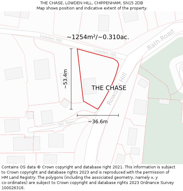 THE CHASE, LOWDEN HILL, CHIPPENHAM, SN15 2DB: Plot and title map