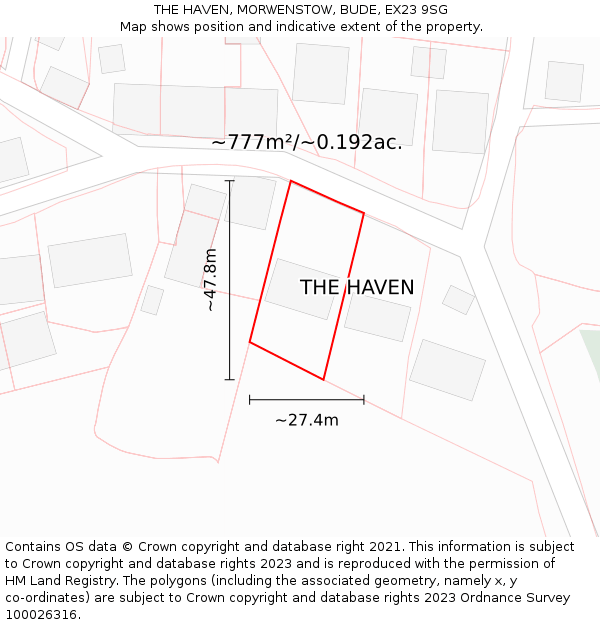 THE HAVEN, MORWENSTOW, BUDE, EX23 9SG: Plot and title map