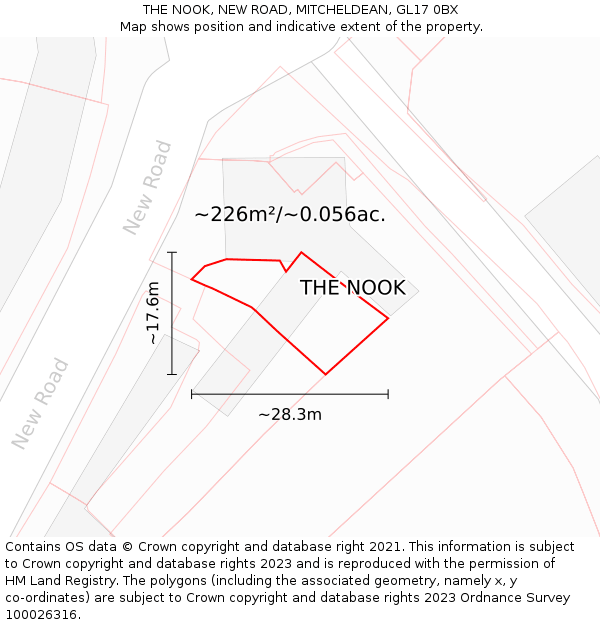THE NOOK, NEW ROAD, MITCHELDEAN, GL17 0BX: Plot and title map