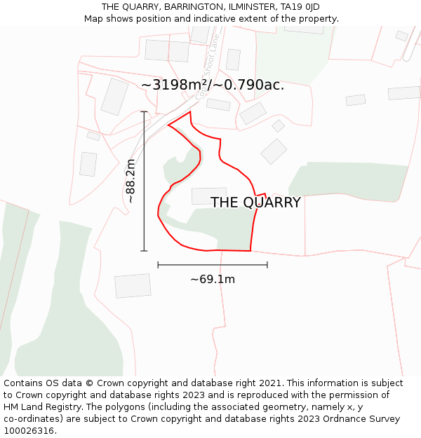 THE QUARRY, BARRINGTON, ILMINSTER, TA19 0JD: Plot and title map