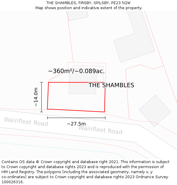 THE SHAMBLES, FIRSBY, SPILSBY, PE23 5QW: Plot and title map
