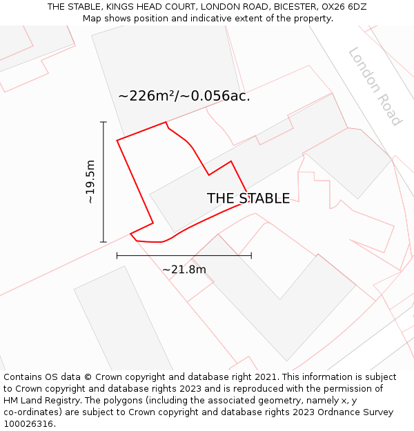 THE STABLE, KINGS HEAD COURT, LONDON ROAD, BICESTER, OX26 6DZ: Plot and title map