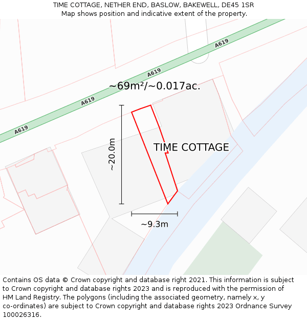 TIME COTTAGE, NETHER END, BASLOW, BAKEWELL, DE45 1SR: Plot and title map