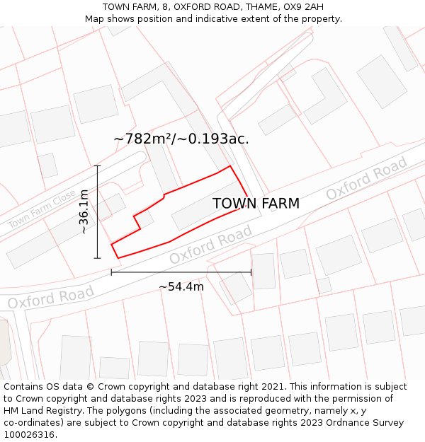 TOWN FARM, 8, OXFORD ROAD, THAME, OX9 2AH: Plot and title map