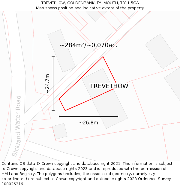TREVETHOW, GOLDENBANK, FALMOUTH, TR11 5GA: Plot and title map