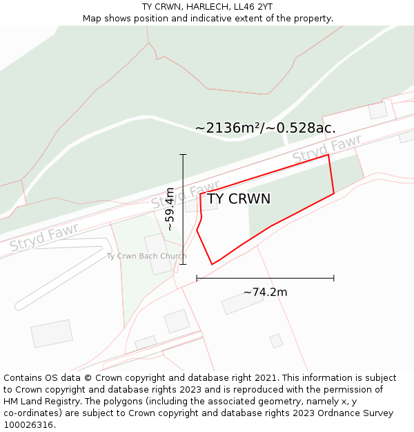 TY CRWN, HARLECH, LL46 2YT: Plot and title map