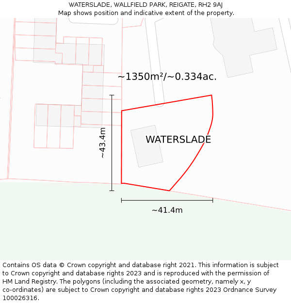WATERSLADE, WALLFIELD PARK, REIGATE, RH2 9AJ: Plot and title map