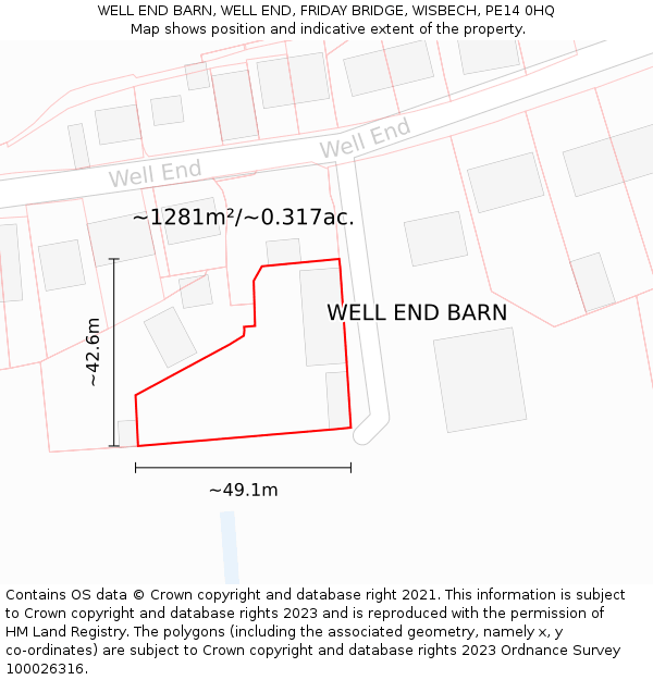 WELL END BARN, WELL END, FRIDAY BRIDGE, WISBECH, PE14 0HQ: Plot and title map